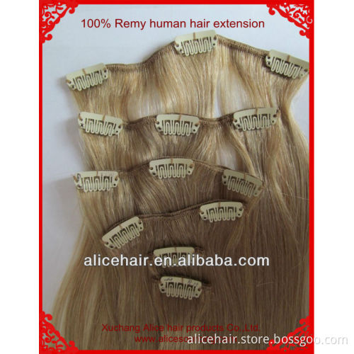 Wholesale price 150g remy hair extension clip in